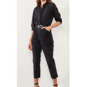 ba&sh • Kalista Black Jumpsuit Coveralls Romper • Dark Grey Faded Black • XS / 0
